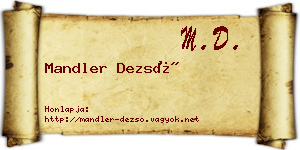 Mandler Dezső névjegykártya